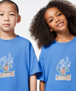 Lacoste Mädchenkleidung>T-Shirt Mit Maskottchen-Aufdruck Blau Siy