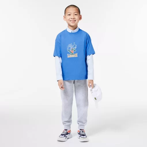 Lacoste Mädchenkleidung>T-Shirt Mit Maskottchen-Aufdruck Blau Siy