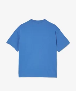 Lacoste Mädchenkleidung>T-Shirt Mit Maskottchen-Aufdruck Blau Siy