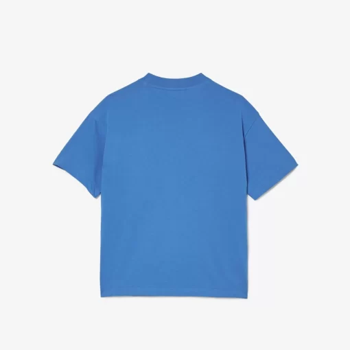 Lacoste Mädchenkleidung>T-Shirt Mit Maskottchen-Aufdruck Blau Siy