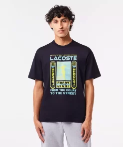 Lacoste T-Shirts>T-Shirt Mit Rene Aufdruck Navy Blau Hde