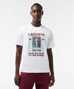 Lacoste T-Shirts>T-Shirt Mit Rene Aufdruck Weis 001