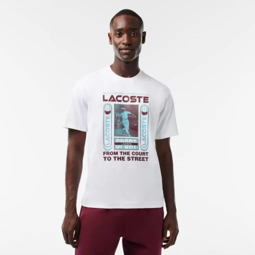 Lacoste T-Shirts>T-Shirt Mit Rene Aufdruck Weis 001