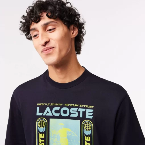 Lacoste T-Shirts>T-Shirt Mit Rene Aufdruck Navy Blau Hde