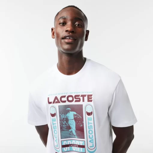 Lacoste T-Shirts>T-Shirt Mit Rene Aufdruck Weis 001