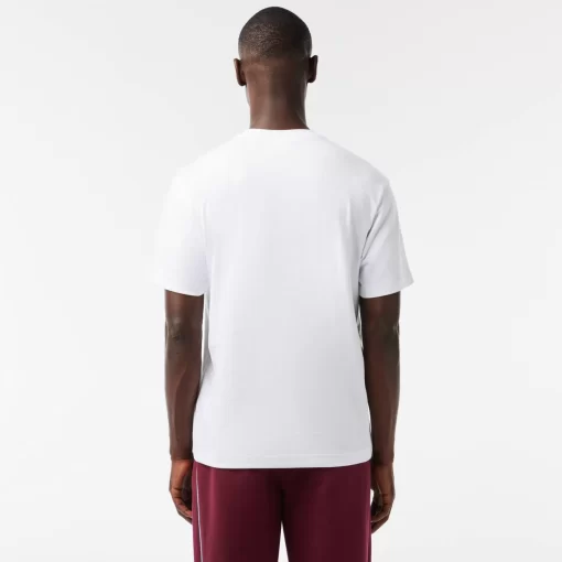 Lacoste T-Shirts>T-Shirt Mit Rene Aufdruck Weis 001