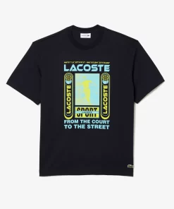 Lacoste T-Shirts>T-Shirt Mit Rene Aufdruck Navy Blau Hde