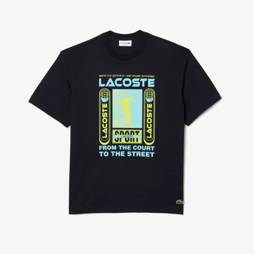 Lacoste T-Shirts>T-Shirt Mit Rene Aufdruck Navy Blau Hde