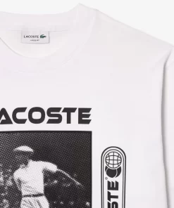 Lacoste T-Shirts>T-Shirt Mit Rene Aufdruck Weis / Schwarz Au8