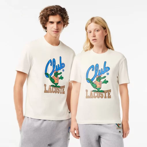 Lacoste T-Shirts>T-Shirt Mit Signatur-Aufdruck Weis 70V