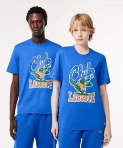 Lacoste T-Shirts>T-Shirt Mit Signatur-Aufdruck Blau Siy