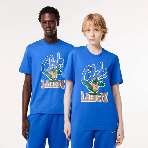 Lacoste T-Shirts>T-Shirt Mit Signatur-Aufdruck Blau Siy