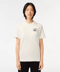 Lacoste T-Shirts>T-Shirt Mit Signatur-Aufdruck Weis 70V