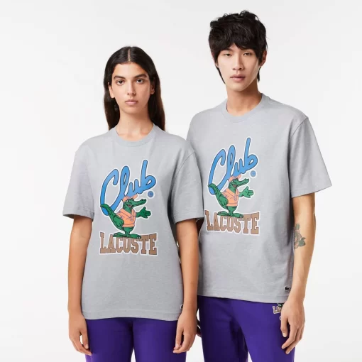 Lacoste T-Shirts>T-Shirt Mit Signatur-Aufdruck Heidekraut Grau Cca