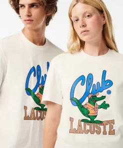 Lacoste T-Shirts>T-Shirt Mit Signatur-Aufdruck Weis 70V