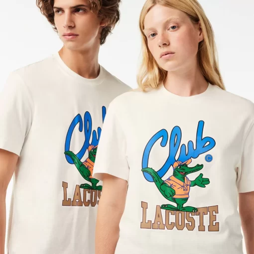 Lacoste T-Shirts>T-Shirt Mit Signatur-Aufdruck Weis 70V