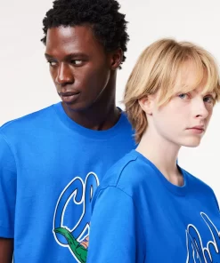 Lacoste T-Shirts>T-Shirt Mit Signatur-Aufdruck Blau Siy