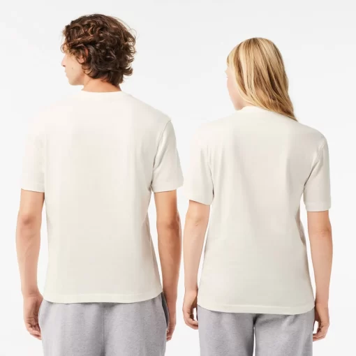 Lacoste T-Shirts>T-Shirt Mit Signatur-Aufdruck Weis 70V