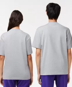 Lacoste T-Shirts>T-Shirt Mit Signatur-Aufdruck Heidekraut Grau Cca