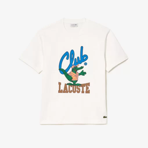 Lacoste T-Shirts>T-Shirt Mit Signatur-Aufdruck Weis 70V