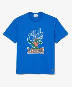 Lacoste T-Shirts>T-Shirt Mit Signatur-Aufdruck Blau Siy