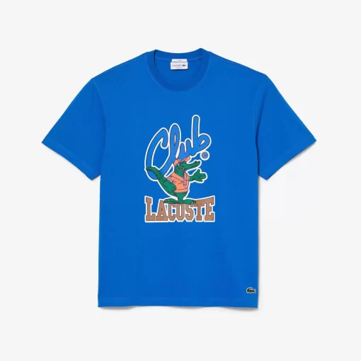 Lacoste T-Shirts>T-Shirt Mit Signatur-Aufdruck Blau Siy