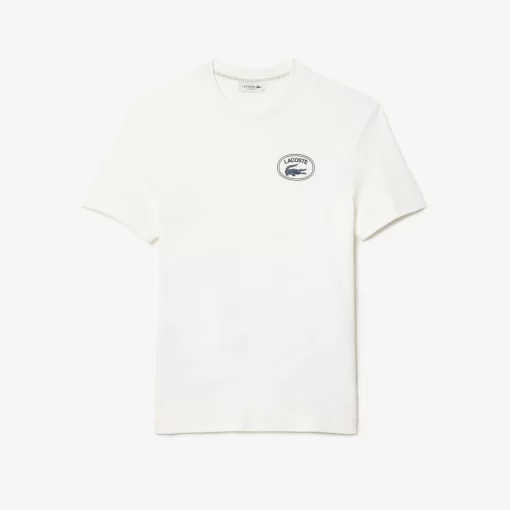 Lacoste T-Shirts>T-Shirt Mit Signatur-Aufdruck Weis 70V