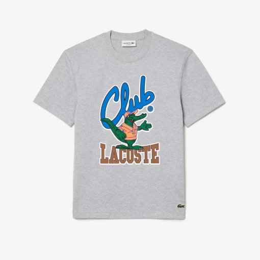 Lacoste T-Shirts>T-Shirt Mit Signatur-Aufdruck Heidekraut Grau Cca