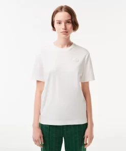 Lacoste T-Shirts>T-Shirt Mit Strukturiertem Krokodil Weis 70V