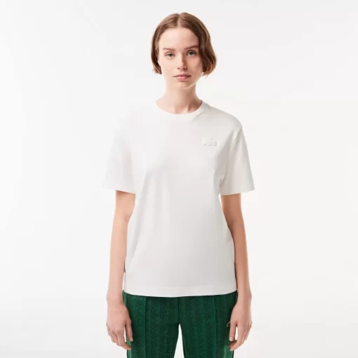 Lacoste T-Shirts>T-Shirt Mit Strukturiertem Krokodil Weis 70V