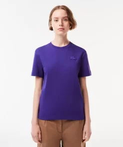 Lacoste T-Shirts>T-Shirt Mit Strukturiertem Krokodil Lila Sni