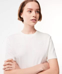 Lacoste T-Shirts>T-Shirt Mit Strukturiertem Krokodil Weis 70V