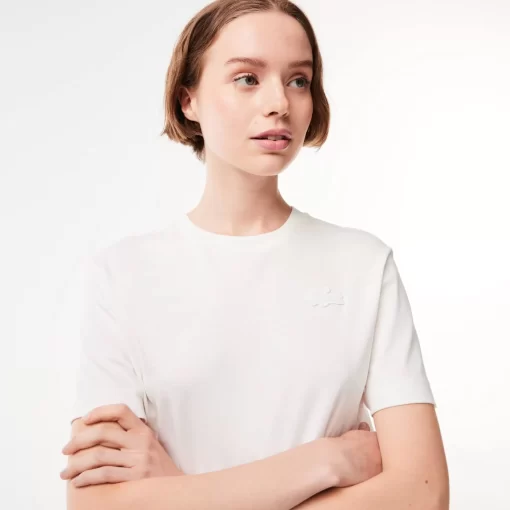 Lacoste T-Shirts>T-Shirt Mit Strukturiertem Krokodil Weis 70V