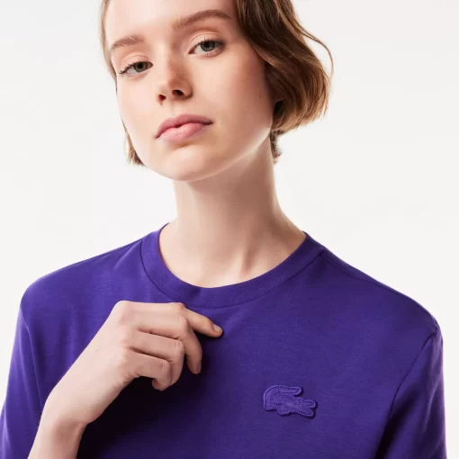 Lacoste T-Shirts>T-Shirt Mit Strukturiertem Krokodil Lila Sni