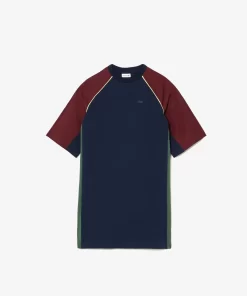 Lacoste Mädchenkleidung>T-Shirt-Kleid Aus Baumwolle Mit Kontrast-Einsatz Burgunder / Neongelb / Navy Blau / Dunkelgrun Kti