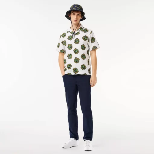 Lacoste Golf>Ultra-Dry Anti-Uv Golf-Hemd Weis / Gelb / Schwarz Iqh