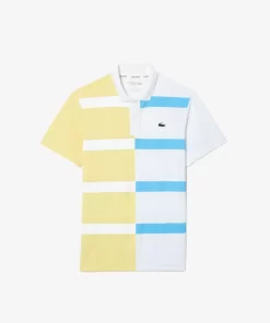 Lacoste Tennis>Ultra-Dry Colour-Block Stripe Tennis Polo Shirt Gelb / Weis / Blau Ise