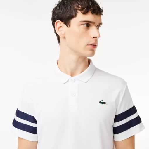 Lacoste Tennis>Ultra-Dry Colourblock Tennis Poloshirt Weis / Navy Blau 522