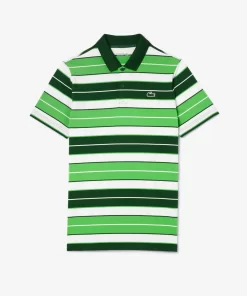 Lacoste Golf>Ultra-Dry Golf Poloshirt Mit Streifen Und Uv-Schutz Grun / Weis / Grun Iqc