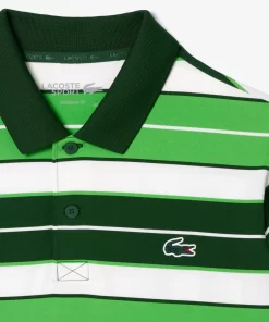 Lacoste Golf>Ultra-Dry Golf Poloshirt Mit Streifen Und Uv-Schutz Grun / Weis / Grun Iqc