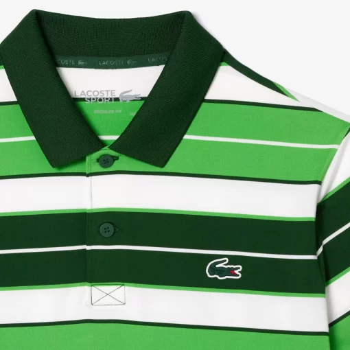 Lacoste Golf>Ultra-Dry Golf Poloshirt Mit Streifen Und Uv-Schutz Grun / Weis / Grun Iqc