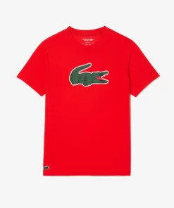 Lacoste Sportbekleidung>Ultra-Dry Sport T-Shirt Mit Croc Aufdruck Rot / Grun / Weis Il2