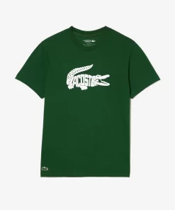 Lacoste Sportbekleidung>Ultra-Dry Sport T-Shirt Mit Croc Aufdruck Grun / Weis 291