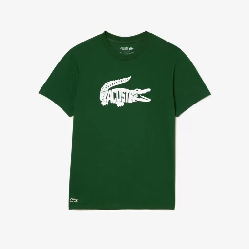 Lacoste Sportbekleidung>Ultra-Dry Sport T-Shirt Mit Croc Aufdruck Grun / Weis 291