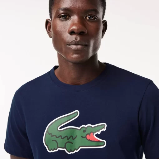 Lacoste Sportbekleidung>Ultra-Dry Sport T-Shirt Mit Croc Aufdruck Navy Blau / Grun / Weis Tr1