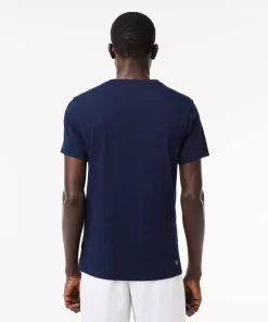 Lacoste Sportbekleidung>Ultra-Dry Sport T-Shirt Mit Croc Aufdruck Navy Blau / Grun / Weis Tr1