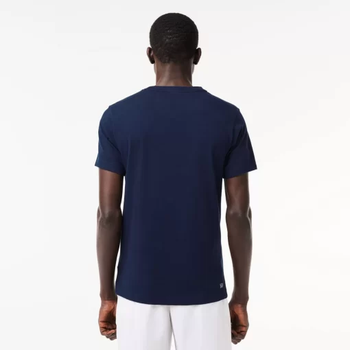 Lacoste Sportbekleidung>Ultra-Dry Sport T-Shirt Mit Croc Aufdruck Navy Blau / Grun / Weis Tr1