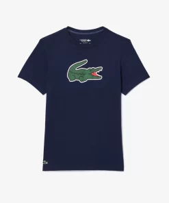 Lacoste Sportbekleidung>Ultra-Dry Sport T-Shirt Mit Croc Aufdruck Navy Blau / Grun / Weis Tr1