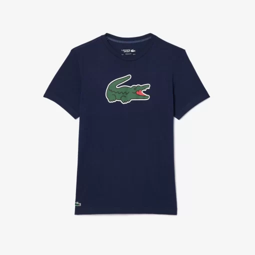 Lacoste Sportbekleidung>Ultra-Dry Sport T-Shirt Mit Croc Aufdruck Navy Blau / Grun / Weis Tr1