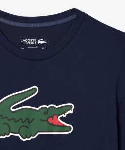 Lacoste Sportbekleidung>Ultra-Dry Sport T-Shirt Mit Croc Aufdruck Navy Blau / Grun / Weis Tr1